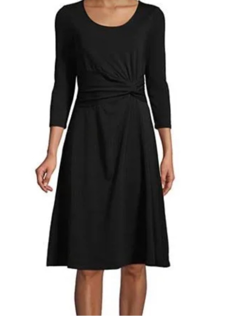 Lands End Black Twist Front Fit & Flare Dress Size 1X.